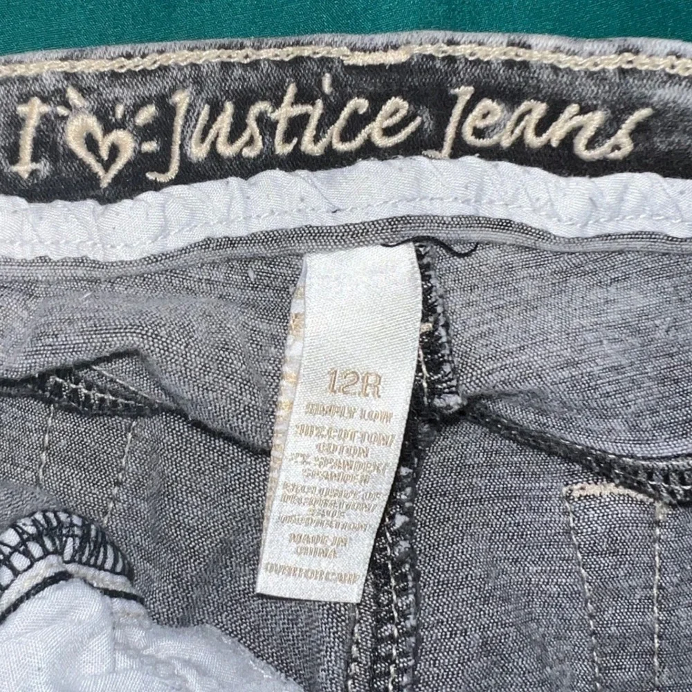 Justice Girls Size 12 Reg Acid‎ Wash Simply Low Skinny Jeans Black Gray Denim